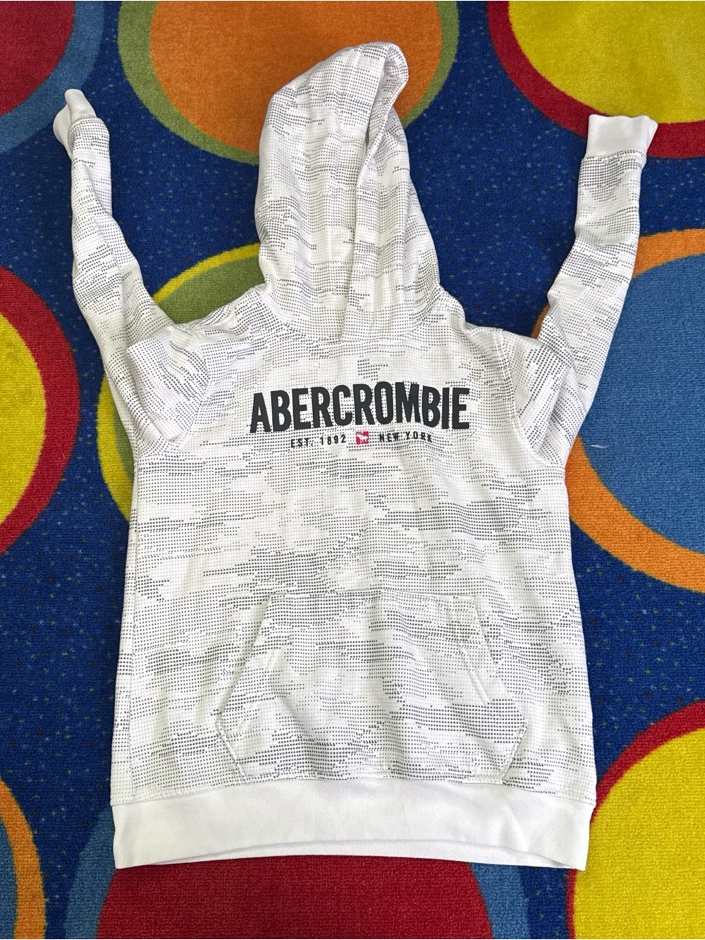 Abercrombie White Hoodie with Black Logo